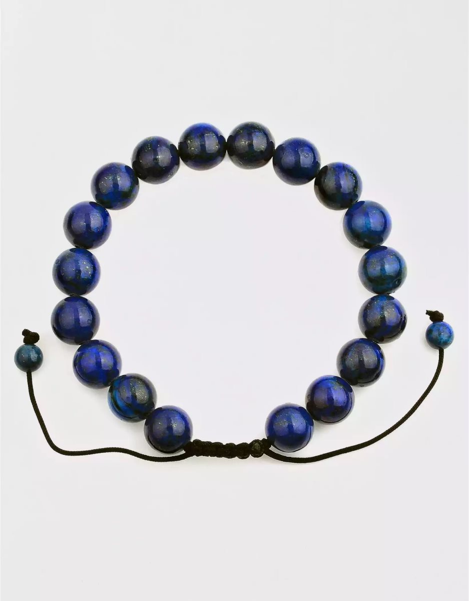 Bijoux American Eagle Natural Stone Beaded Bracelet Bleu Marine Homme | WJP-37834233